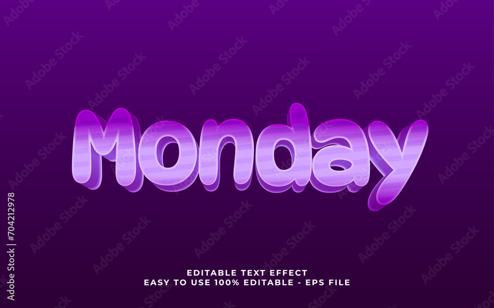 Vector monday editable font. typography template text effect. lettering vector illustration logo