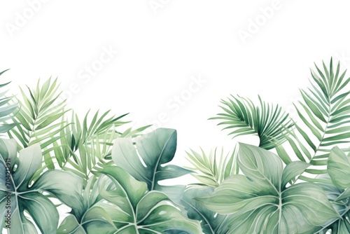 tropical leaves green palm and tropical leaves  in the style of matte drawing