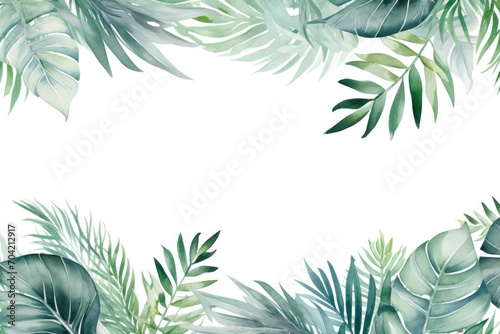 tropical leaves green palm and tropical leaves, in the style of matte drawing #704212917
