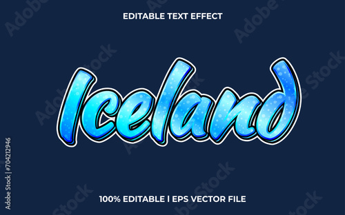 Vecto iceland editable font. typography template text effect. lettering vector illustration logo