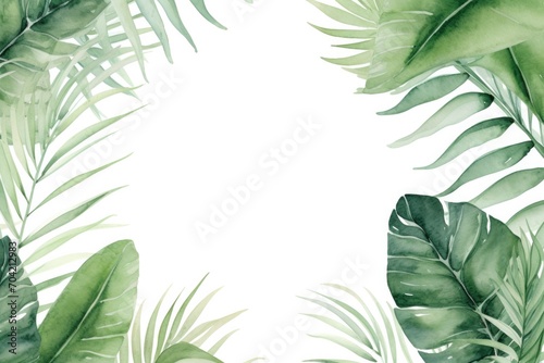 tropical leaves green palm and tropical leaves  in the style of matte drawing