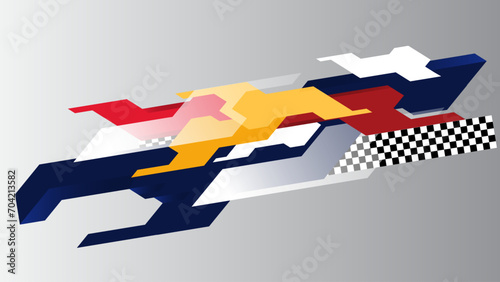 Racing car signature strips. Automotive sport background wallpaper with checkered effects