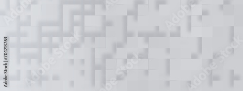 tile mosaic white and gray pattern with geometric squares, Random shifted white cube 3d square boxes block with pattern, grey and white light geometric abstract background for presentation and cover.