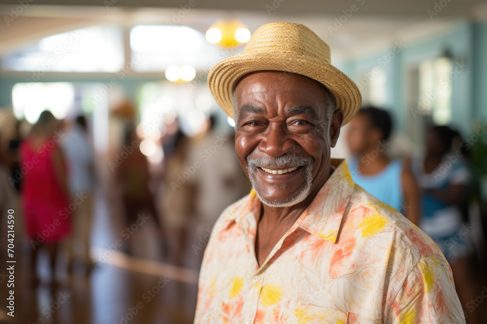 African American elder man in an indoor community event African American elder man in an indoor community event