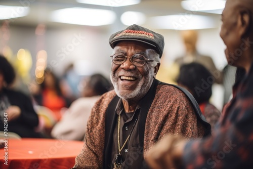 African American elder man in an indoor community event photo