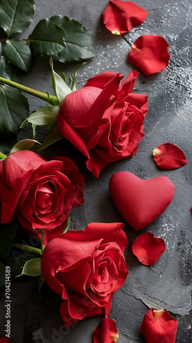 Rosas y corazones por el día del amor  photo