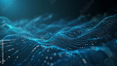 Abstract particle wave AI technology background.