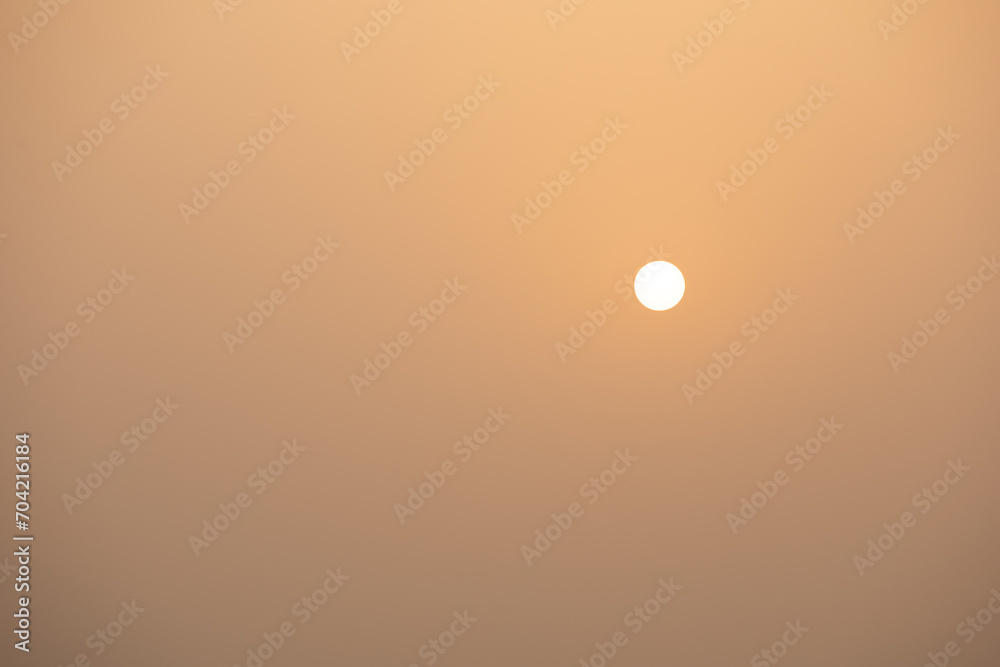 Roofji Mountain, Lu'an City, Anhui Province - The sun in the orange sky Roofji Mountain, Lu'an City, Anhui Province - The sun in the orange sky