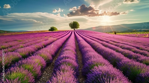 lavender field at sunset © もなか 黒猫