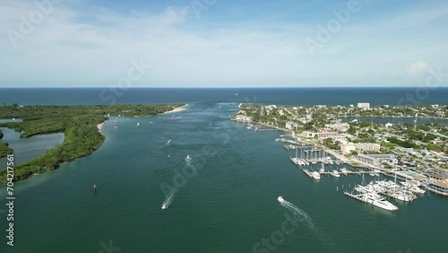 Flying over the Fort Pierce Inlet on Treasure Coast of Florida in St. Lucie County photo