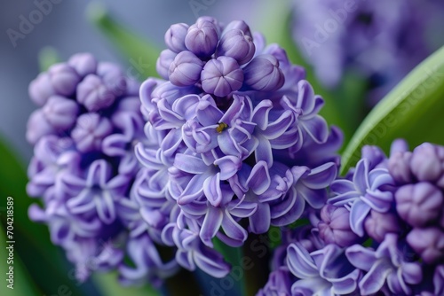 Close up on purple hyacinth flower in spring