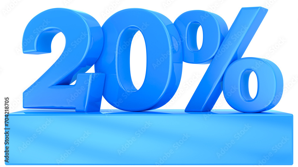 20 Percent Blue Number 3D Rendering 20 Percent Blue Number 3D Rendering