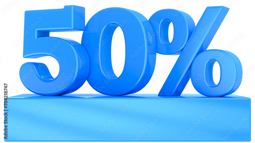 50 Percent Blue Number 3D Rendering 50 Percent Blue Number 3D Rendering