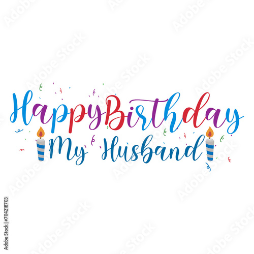 Tablou pe pânză happy birthday text for husband with transparent background