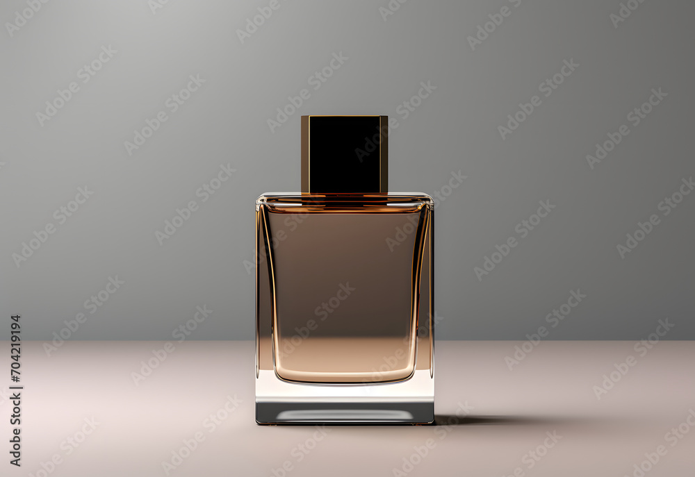 Modern minimalist perfume bottle design, isolated. Mockup on a light background.