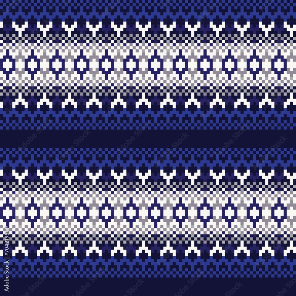 Blue Chevron Fair Isle Seamless Pattern Design Blue Chevron Fair Isle Seamless Pattern Design