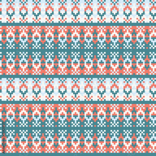 Green Snowflakes Fair Isle Seamless Pattern Design