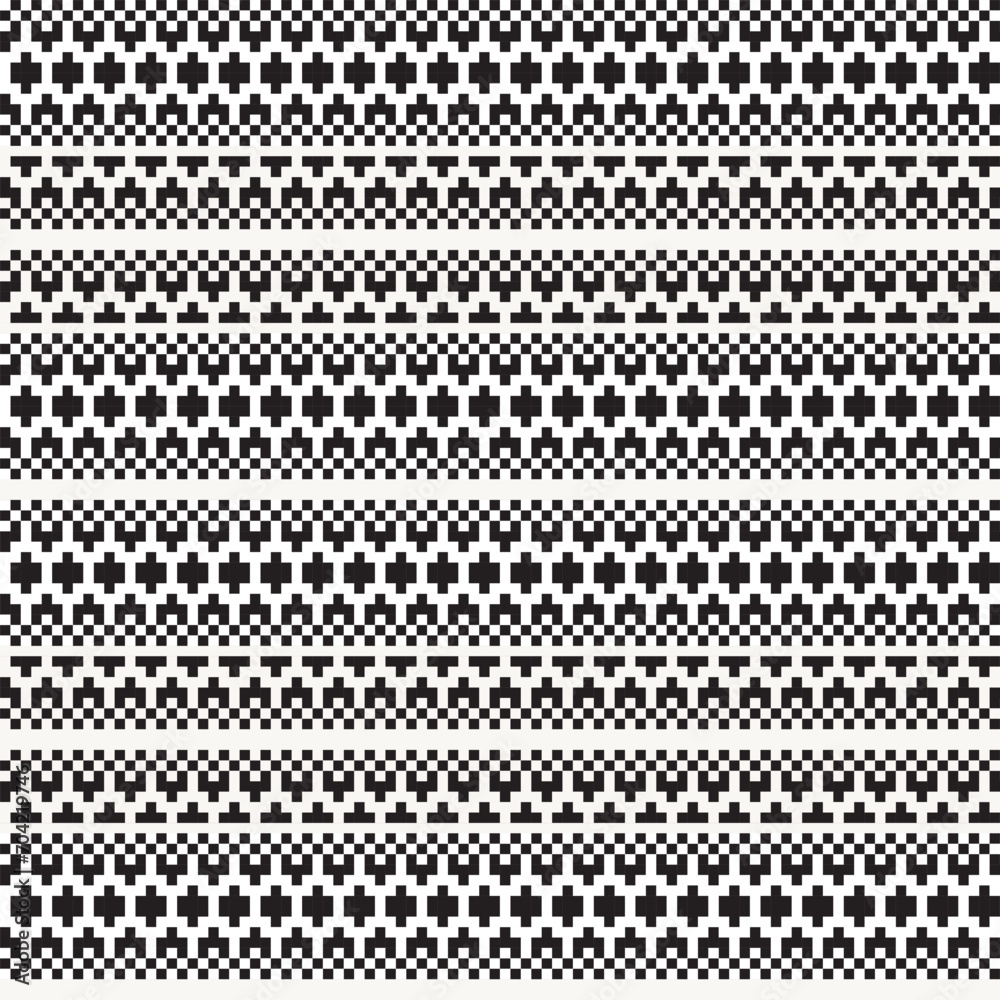 Monochrome Chevron Fair Isle Seamless Pattern Design Monochrome Chevron Fair Isle Seamless Pattern Design
