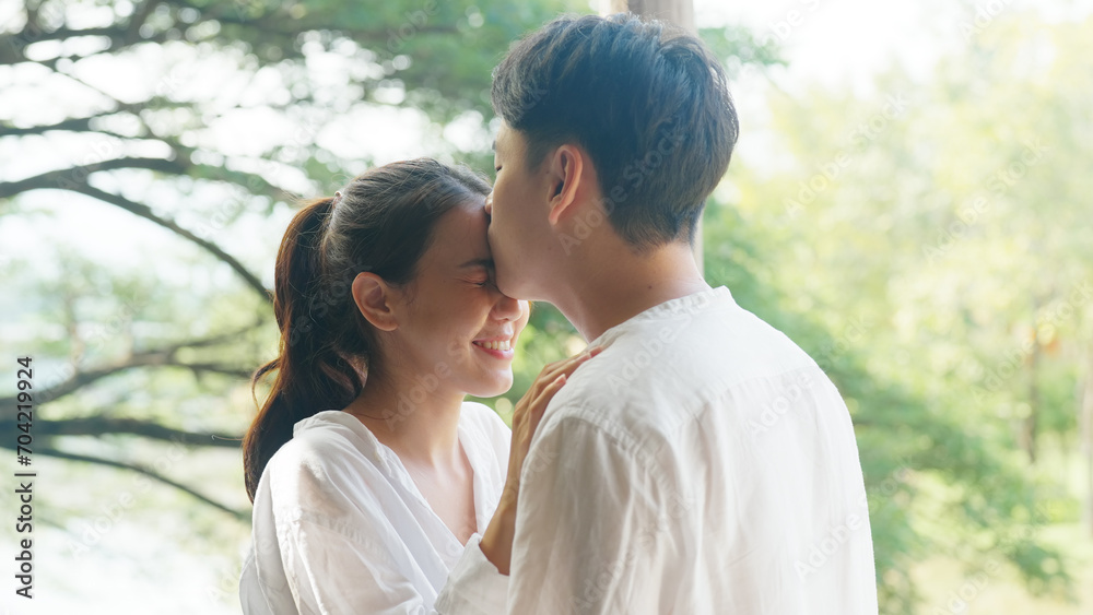 Young adult asia people fiance happy lover flirt fall in love nose lips kiss hug cuddle care trust. Sweet comfort touch newlywed asian couple life man smile look at woman face relax warm time dating. Young adult asia people fiance happy lover flirt fall in love nose lips kiss hug cuddle care trust. Sweet comfort touch newlywed asian couple life man smile look at woman face relax warm time dating.