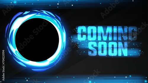 Futuristic Coming Soon Banner with Circular Brilliance and Modern Typography