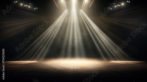 Spotlight gold color smoke on stage entertainment. © Supatsorn