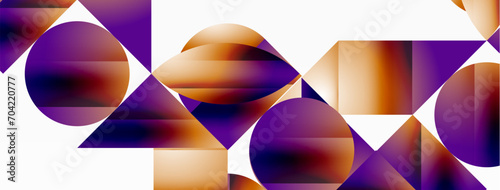 Serene gradient template. Circles and triangles mingle in minimalist perfection. Gentle fusion of forms and hues creates balanced yet captivating backdrop, embodying modern sophistication
