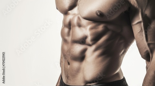Ripped abs on a man, reflecting hard work in fitness training. photo