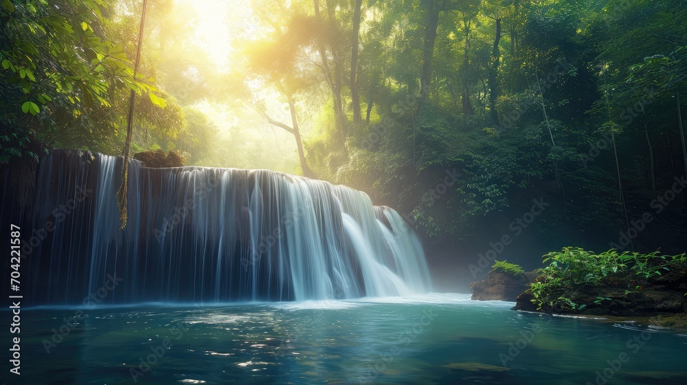 Beautiful waterfall in tropical forest - beautiful natural landscape in the forest