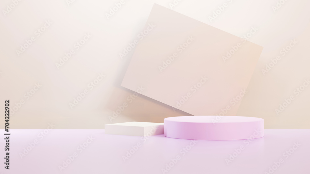 violet cylinder circle podium on fresh lilac color floor neutral background 3D rendering violet cylinder circle podium on fresh lilac color floor neutral background 3D rendering