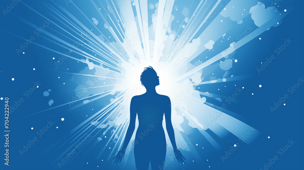Vector illustration of a woman standing against textured background, Sense of awakening, liberation and freedom Vector illustration of a woman standing against textured background, Sense of awakening, liberation and freedom