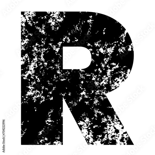 Black grunge font letter R