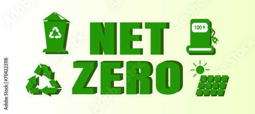 Net zero and carbon neutral concept Net zero greenhouse gas emissions target with a green health center icon on a white circle background