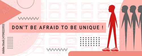 Horizontal banner cover for social networks. Affirmation Don t be afraid to be unique.