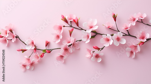 beautiful spring flowers on paper background, generative ai 