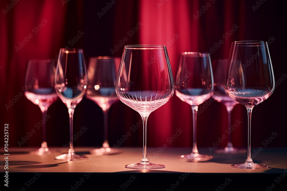 Still life and beverages concept.Various shapes and forms drinking glasses in fancy background with copy space. Minimalist style Still life and beverages concept.Various shapes and forms drinking glasses in fancy background with copy space. Minimalist style