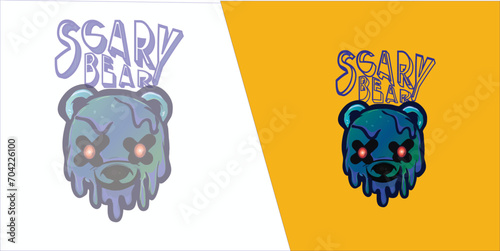t-shirt logo  scary bear head