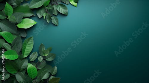 Corner with green leaves, copy space, generative ai