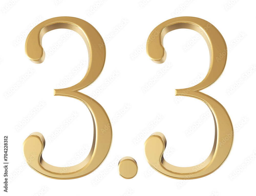 3.3 sell discount gold 3d number render