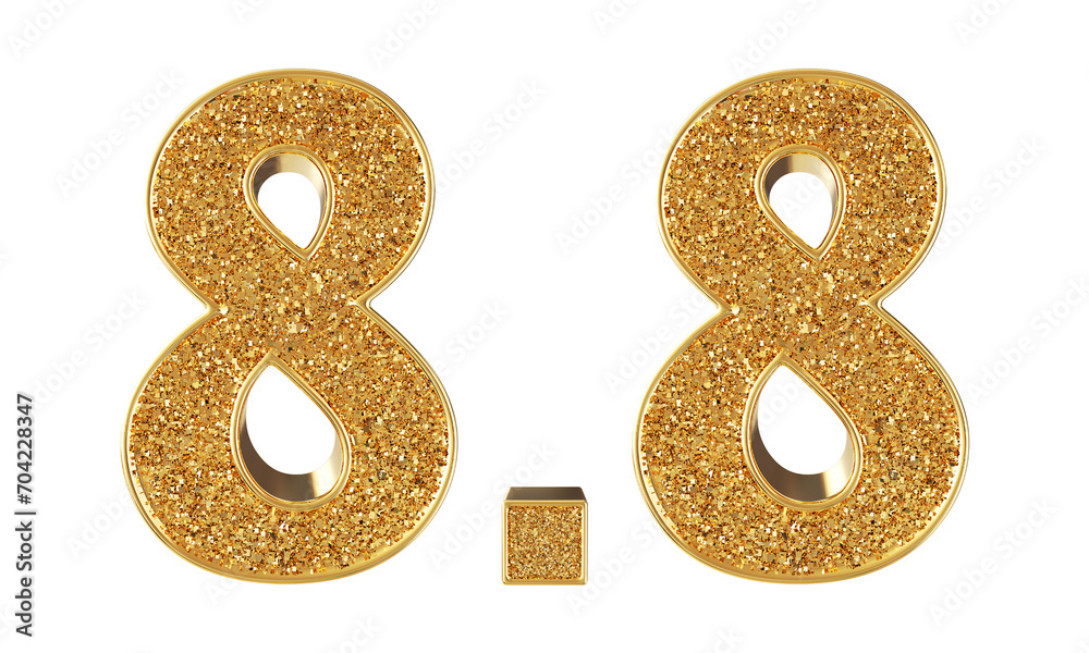 8.8 sell discount gold 3d number render 8.8 sell discount gold 3d number render