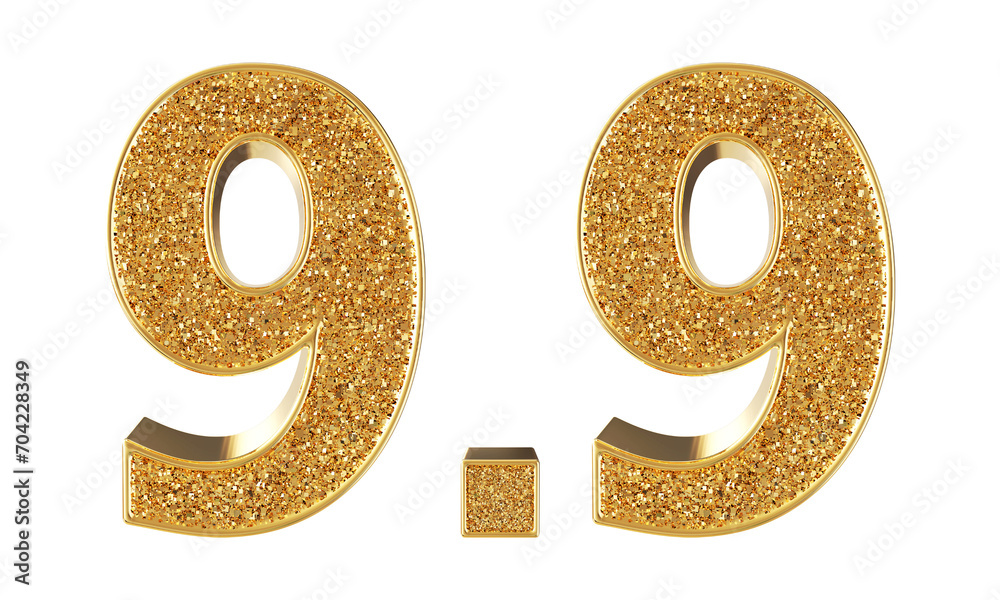 9.9 sell discount gold 3d number render 9.9 sell discount gold 3d number render
