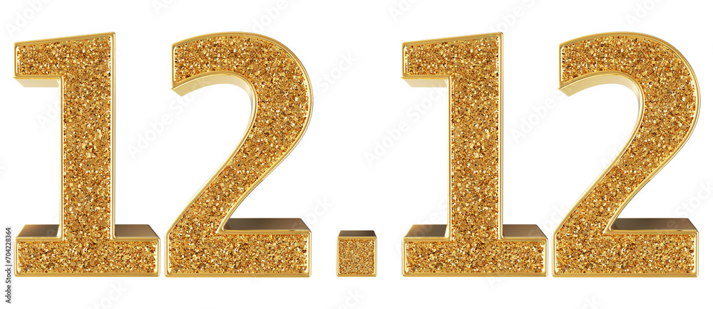 12.12 sell discount gold 3d number render 12.12 sell discount gold 3d number render