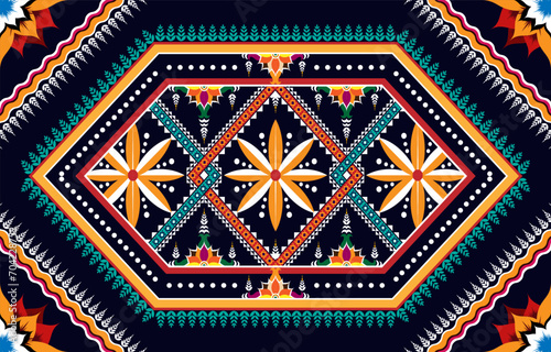 Carpet ethnic ikat pattern art. Geometric ethnic ikat seamless pattern in tribal.
 Mexican style. Design for background, wallpaper, illustration, 
fabric, clothing, carpet, textile, batik, embroidery.
