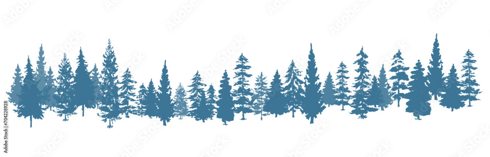 Winter background with pine trees