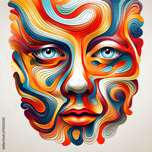 abstract colourful rippled face