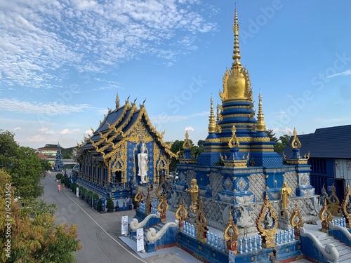 Wat Rong Suea Ten,Temlpe of Tigers Leaping Over ' Channel,Blue temple,Chiangrai ,temple photo