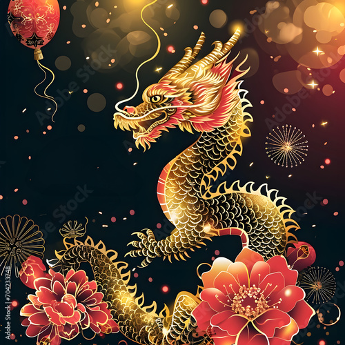Golden Dragon Gala - Elegant New Year 2024 Greeting
