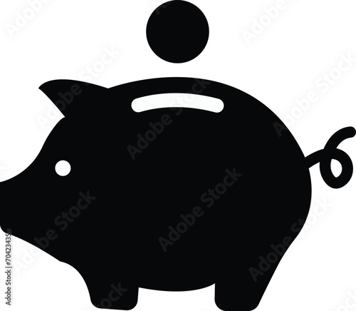 Piggy bank icon, Piggy bank and coins. Icon for design. Easily editable, Fully scalable vector, Baby pig piggy bank, isolated on transparent background, used for mobile, app, logo design or UI,