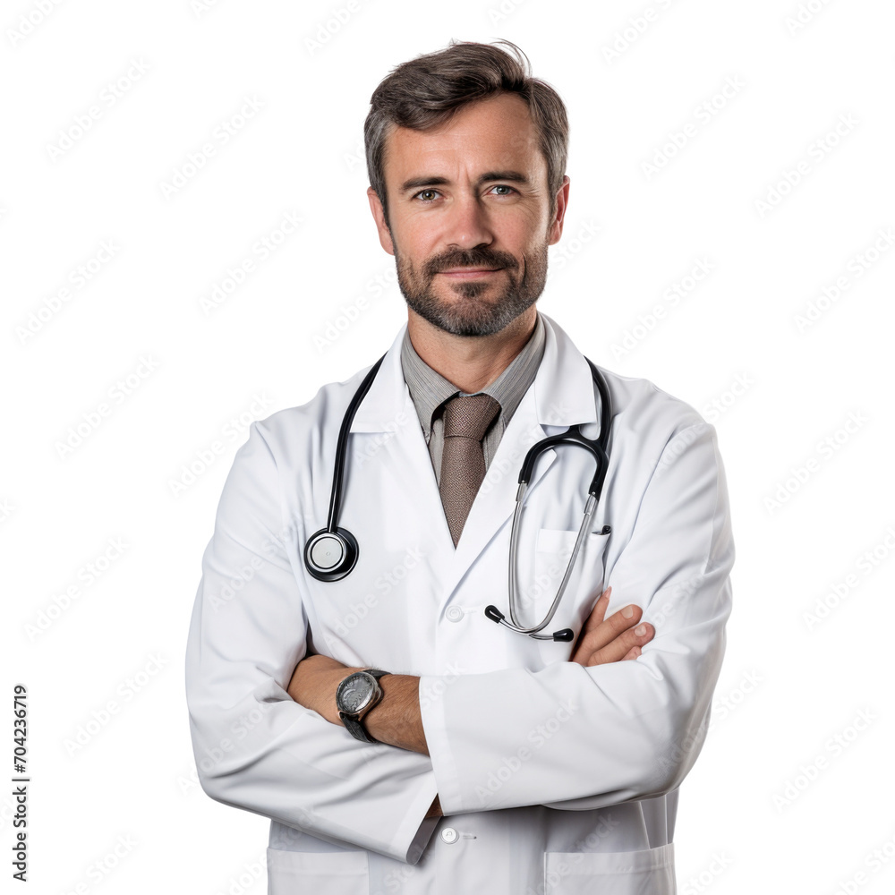 Professional medical specialist consultant doctor in white background