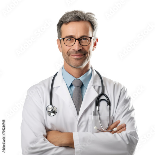 Professional medical specialist consultant doctor in white background