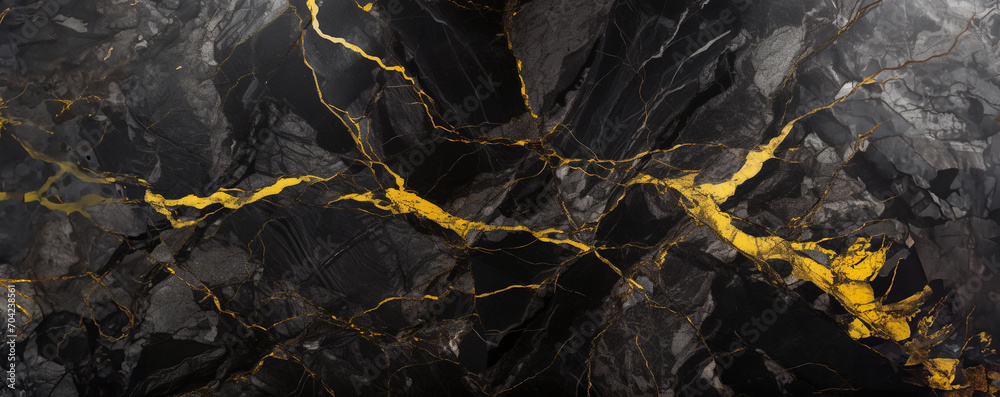 Black marble background. Black marble background with yellow veins.